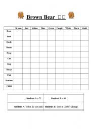 English Worksheet: Brown Bear Connect 4