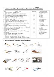 English Worksheet: agricultural tools