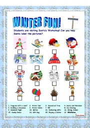 English Worksheet: Winter Fun Worksheet