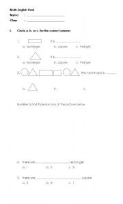English Worksheet: math