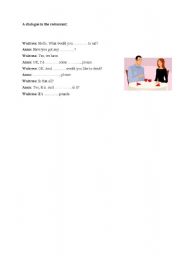 English Worksheet: In a restaurant