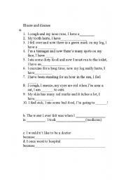 English Worksheet: Illnesses and disease