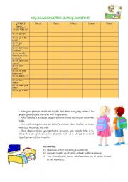 English Worksheet: My classmates daily routine