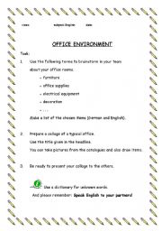 English Worksheet: Office environment