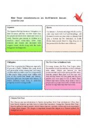 English worksheet: New year celebration in some Asian coutries