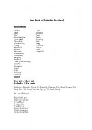 English Worksheet: Describing personality lesson and finding the perfect partner