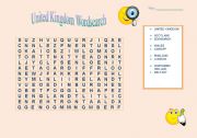 English Worksheet: United Kingdom Wordsearch