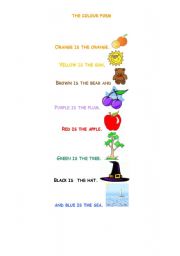 English Worksheet: the colour song/poem