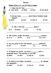 English worksheet: revision grammar grade 8