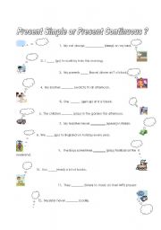 English worksheet: Present Simple or Present Continuous