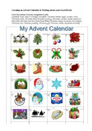 English Worksheet: Creating an Advent Calendar