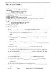 English worksheet: Multi part verbs 1 (beginning with 