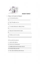 English worksheet: Present Perfec