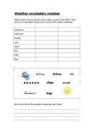 English worksheet: Weather vocabulary