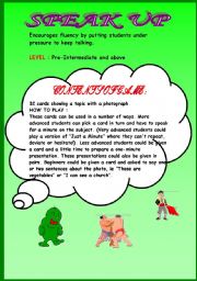 English Worksheet: SPEAK UP IS A FANTASTIC CONVERSATION GAME PART 1/2