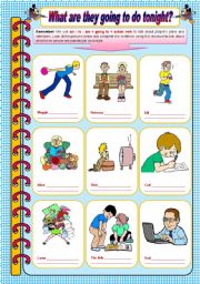 English Worksheet: What are they going to do tonight? (fully editable)