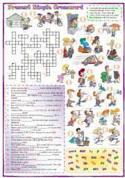 English Worksheet: Present Simple Crossword (1)