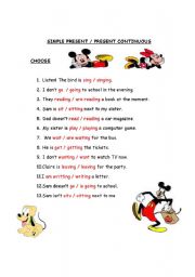 English Worksheet: SIMPLE PRESENT + PRESENT CONTINUOUS