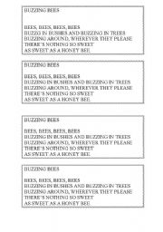 English Worksheet: BUZZING BEES