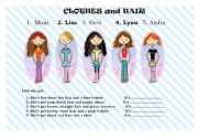 English Worksheet: Clothes and hair