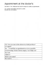 English Worksheet: Appointment at the doctors