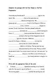 English worksheet: Complete the passage with the Past Simple or the Past 