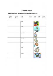 English worksheet: cooking verbs