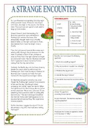 English Worksheet: a strange encounter