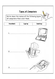 English worksheet: Types of computers