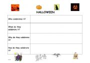 English worksheet:  festivals and celebration (Halloween)