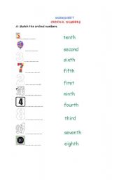 English worksheet: ordinal numbers