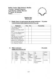 English worksheet: quiz: plurals, london, clothes, making sentences, physical appearence, irregular past simple