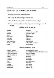 English worksheet: How to write a Halloween story