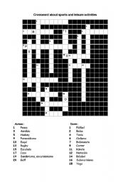 English Worksheet: Crossword about sports