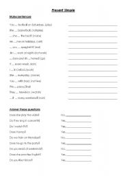 English Worksheet: present simple - practise