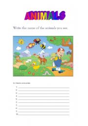 English worksheet: Animals