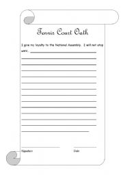 English Worksheet: Tennis Court Oath Template