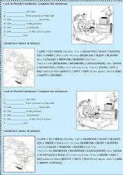 Kids practice: picture description (there is/are, have got, like +ing, present continuous, weather, prepositions of place, some/any)