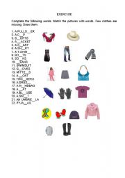 English Worksheet: Clothes - the missing letters