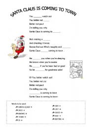English Worksheet: Santa Claus is coming to town