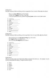 English Worksheet: superlatives comparatives