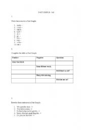 English worksheet: Past Simple - Test