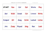English Worksheet: Past  Tense + Present Tense Verbs Dominoes