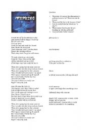 English Worksheet: The Offspring - Self Esteem - Lyrics analysis