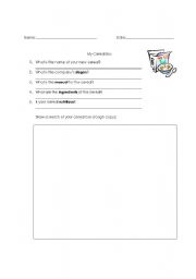 English worksheet: My Cereal Box