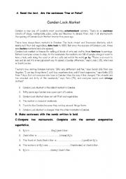 English worksheet: Camden Lock restaurant (USEFUL FOR READING EXAMS)