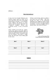 English worksheet: Summarizing Articles (topic: animals)