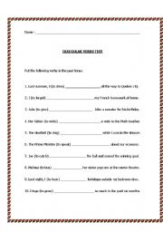 English Worksheet: Simple past - irregular verbs test