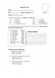 English worksheet: there was and there were