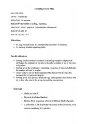 English worksheet: speaking lesson plan